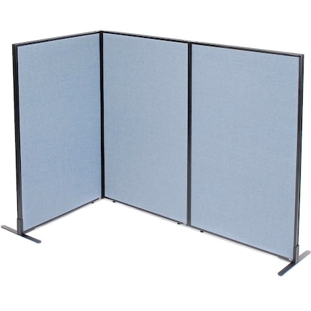 Interion By Global Industrial Interion Freestanding 3-Panel Corner Room Divider, 36-1/4inW x 60inH Panels, Blue 695050BL